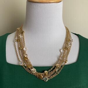 NWT Gold Colored Dainty Jewels Multi Stringed Necklace Career Elegant Business
